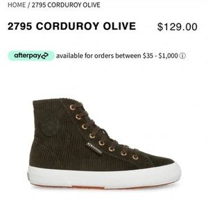 Superga x Something Navy High Top Sneakers in Dark Green Corduroy Size 39